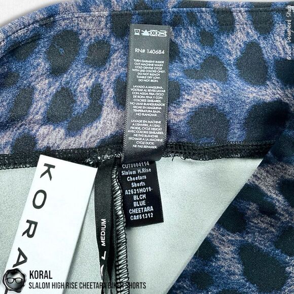 KORAL ACTIVEWEAR SLALOM HIGH RISE CHEETARA BIKER SHORTS IN BLUE CHEETARA SIZE M - Picture 10 of 16